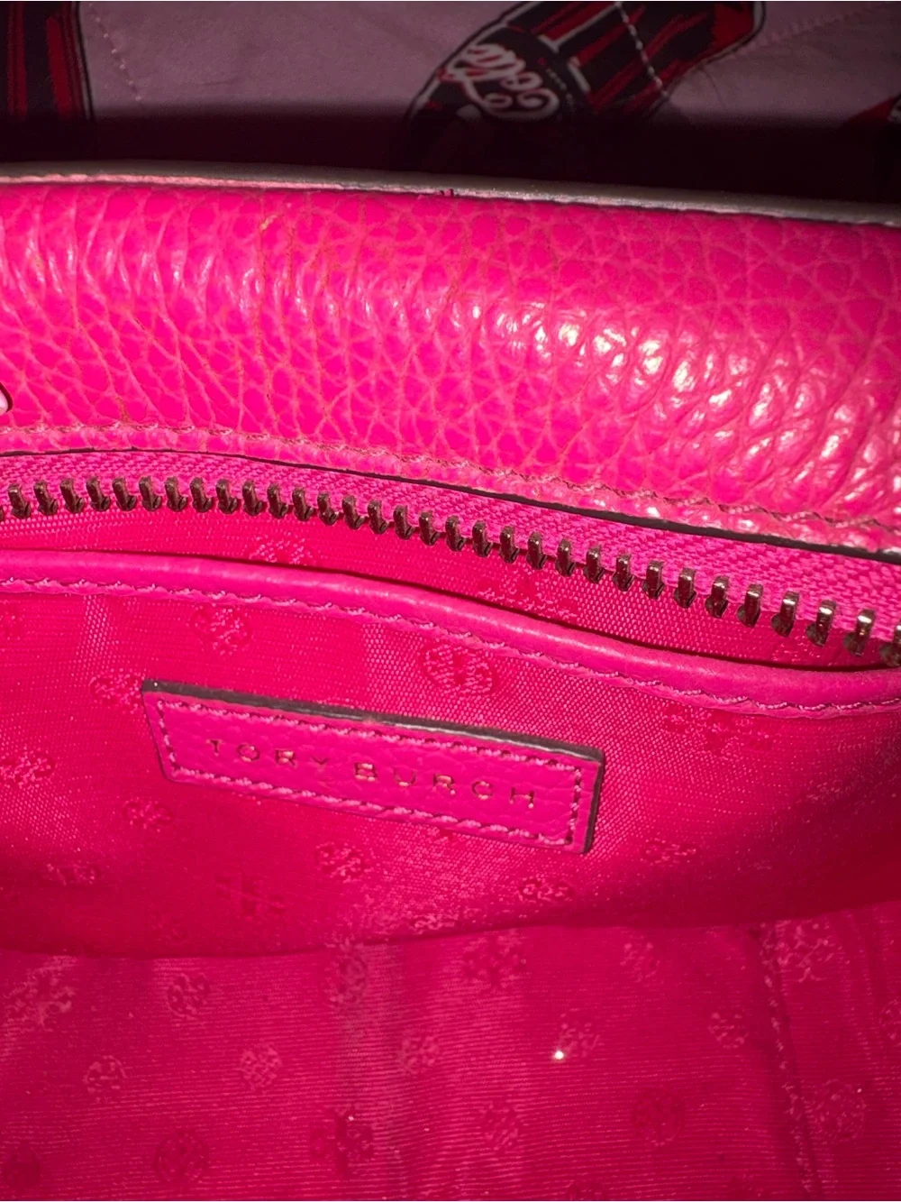 Pre loved / lightly used Burch Fleming Pebbled Leather Crossbody Bag in Hot Pink